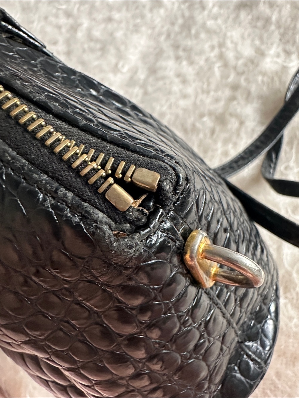 Gianni Versace Couture Vintage Black Croc Embossed Top Handle Bag Medusa - Picture 9 of 16